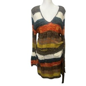 Bobbie Brooks Vtg Y2K Rainbow Striped Sweater Dress Boho-Chic Indie‎ Core Sz XL